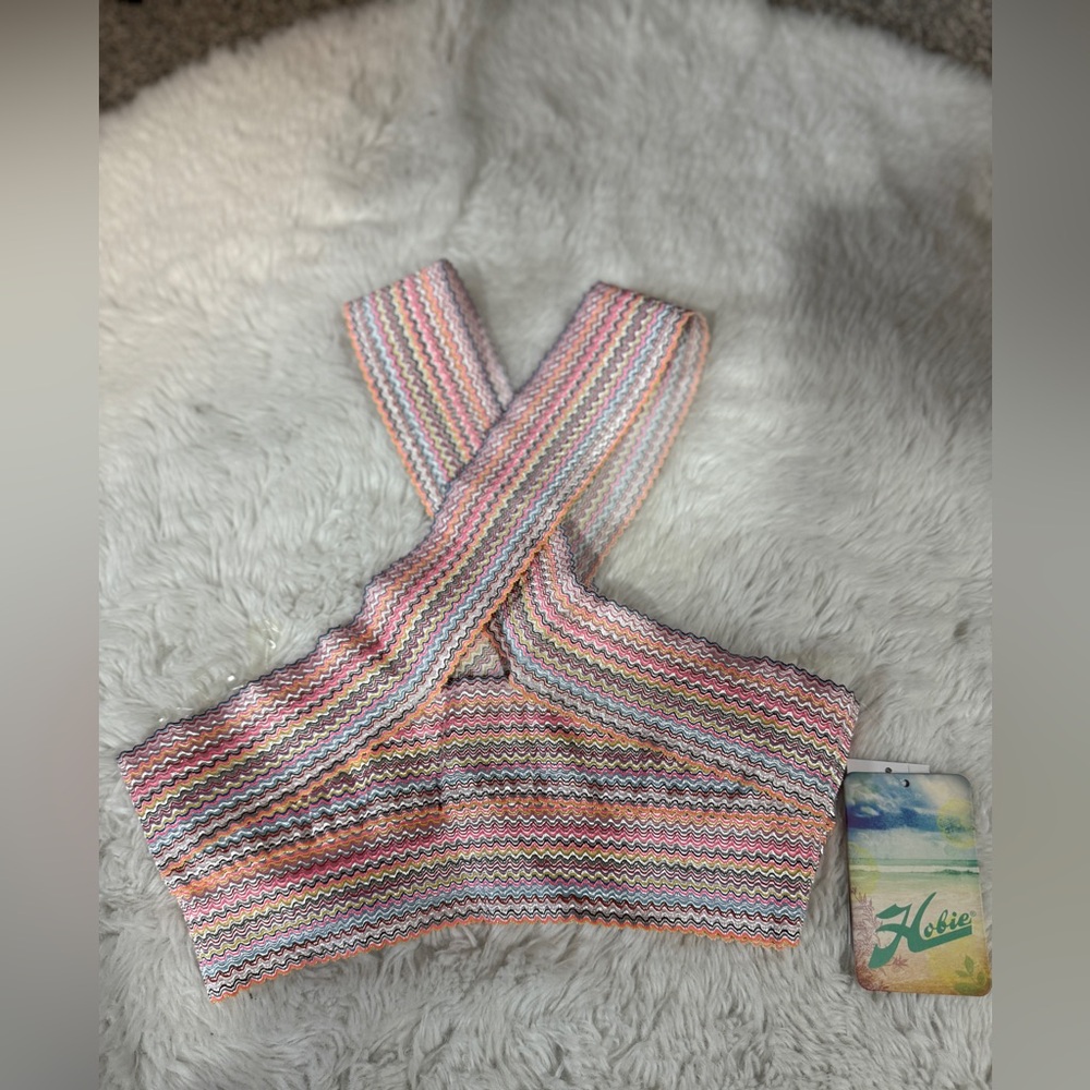 NWT Hobie Rainbow Criss Cross Swim Top - Picture 1 of 10
